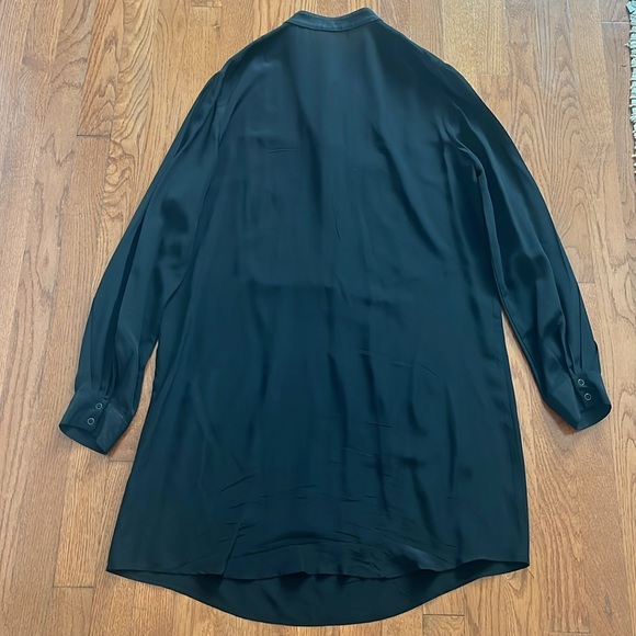 Emerson Fry Black Silk and Linen Mandarin Collar Shirt Dress Size Large - Picture 5 of 5